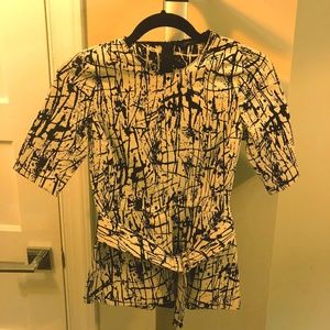 Zara Fitted Black and White Top with Belt